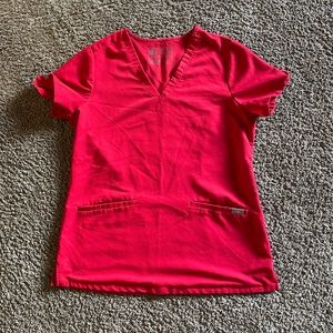 FIGS Red Casma 3 pocket top